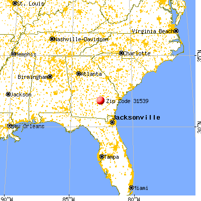 Hazlehurst, GA (31539) map from a distance