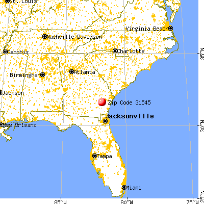 Jesup, GA (31545) map from a distance