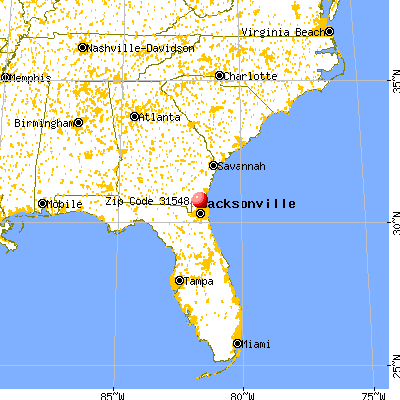 Kingsland, GA (31548) map from a distance