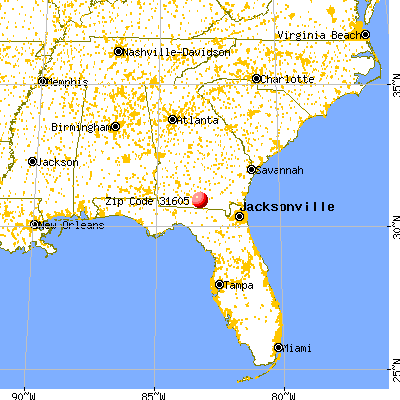 Valdosta, GA (31605) map from a distance