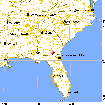 Homerville, GA (31634) map from a distance