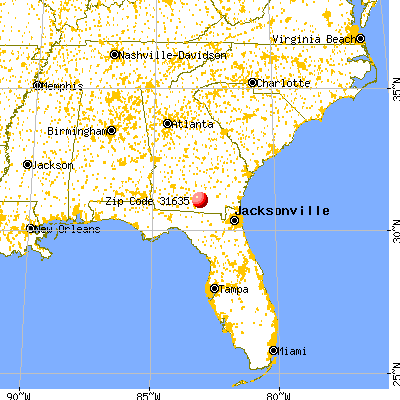 Lakeland, GA (31635) map from a distance