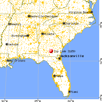Willacoochee, GA (31650) map from a distance
