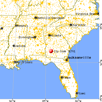 Albany, GA (31701) map from a distance