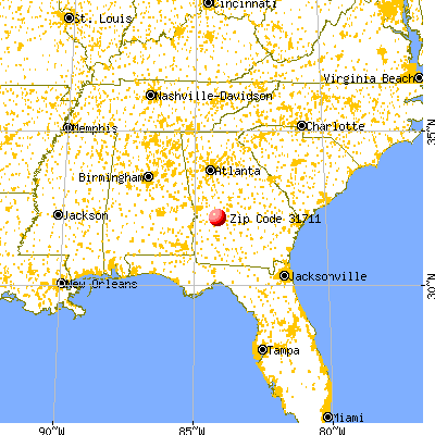 Andersonville, GA (31711) map from a distance