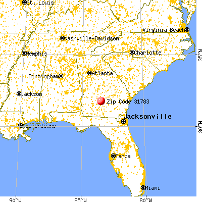 Rebecca, GA (31783) map from a distance