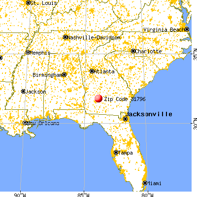 Warwick, GA (31796) map from a distance