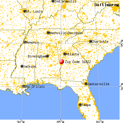 Pine Mountain, GA (31822) map from a distance