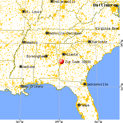 Manchester, GA (31830) map from a distance