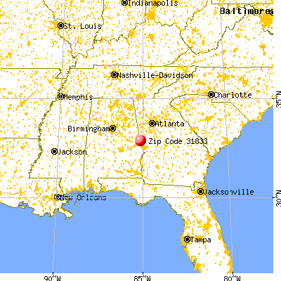 West Point, GA (31833) map from a distance