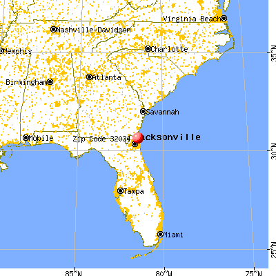 Fernandina Beach, FL (32034) map from a distance