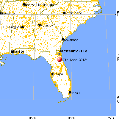 East Palatka, FL (32131) map from a distance